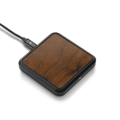 Black and walnut square wireless charger